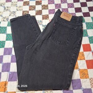 Vintage Levis 522 Women Jeans Size 18 Long Black Tapered Leg Fit 90s Made in USA